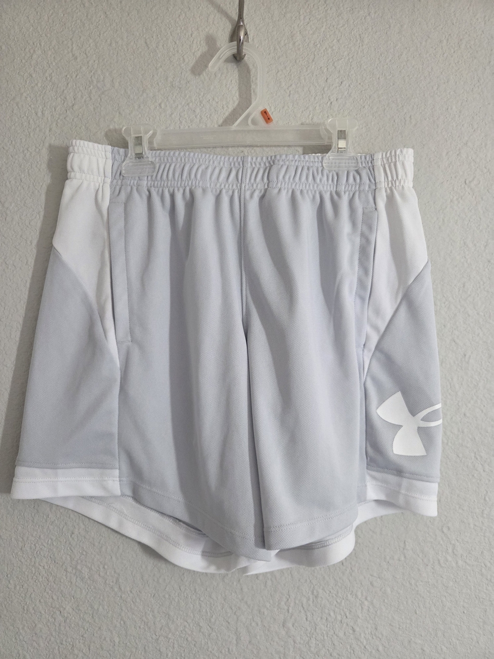 Under Armour White Athletic Shorts with Subtle Gray Panels
